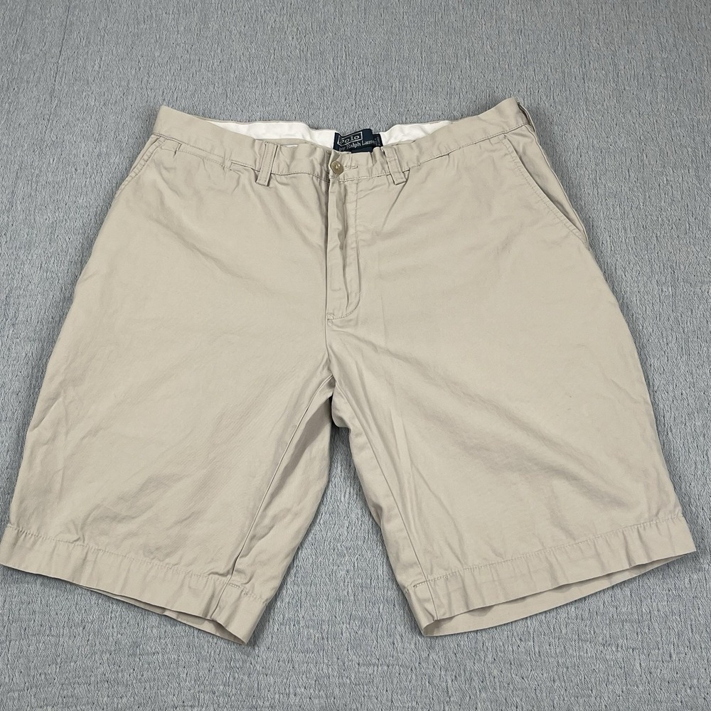 Polo Ralph Lauren Shorts Chino Tan Khaki 36 Pony Flat Front